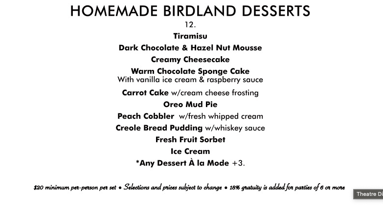 Club Menu - Desserts